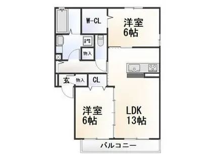 グランフォーレ牧御堂 PART2(2LDK/1階)の間取り写真