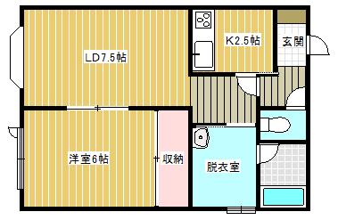 すずらんハイツ(1LDK/1階)の間取り写真