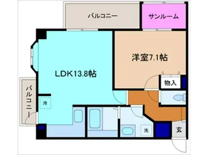 キャトルセゾン(1LDK/2階)の間取り写真