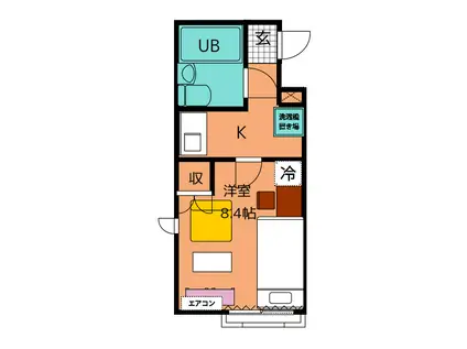 ハイツサザンクロス(1K/2階)の間取り写真