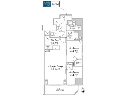 ASMACI MAISON両国II(2LDK/2階)の間取り写真