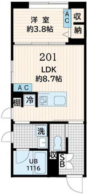 FULLEA恵比寿(1LDK/1階)の間取り写真