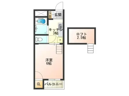 ファニー・ハースト(1K/4階)の間取り写真