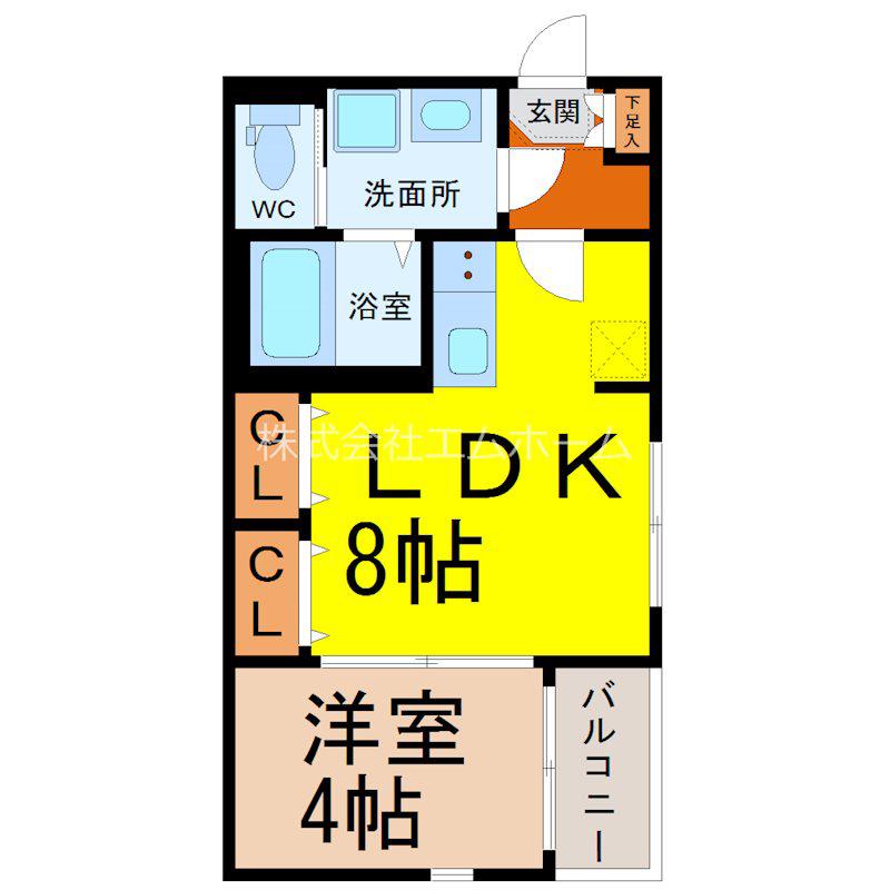 ハーモニーテラス外新町II(1LDK/2階)の間取り写真