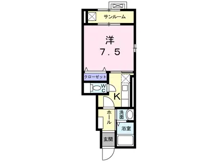 ニューハッピネス V(1K/1階)の間取り写真