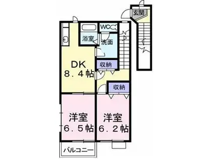 メゾン・フリージア(2DK/2階)の間取り写真