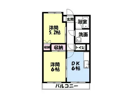ルシェンテ(2DK/3階)の間取り写真