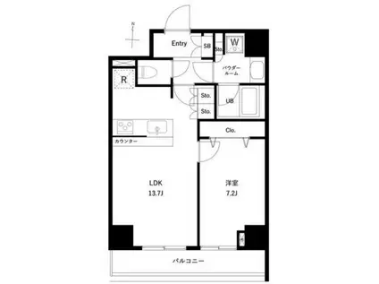 GENOVIA両国VIGREEN VEIL(1LDK/3階)の間取り写真