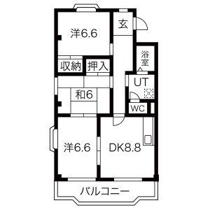 カサ東田面(3DK/3階)の間取り写真
