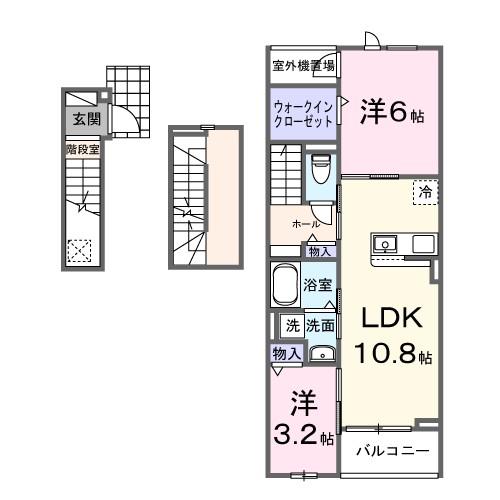 フラワーハイツ壱番館(2LDK/3階)の間取り写真