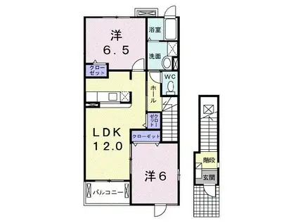 ハピネスA(2LDK/2階)の間取り写真