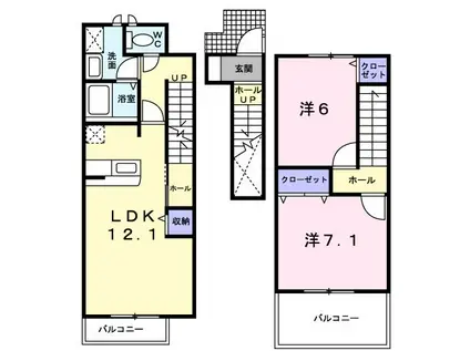 メゾンリバーサイド(2LDK/2階)の間取り写真
