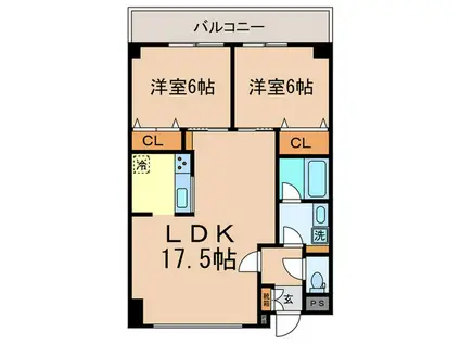 エデュコート小石川(2LDK/4階)の間取り写真