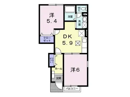 セレブリテ・メゾンB(2DK/1階)の間取り写真