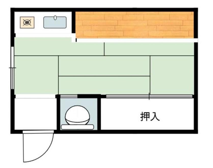 くすの木ハイツ(ワンルーム/2階)の間取り写真