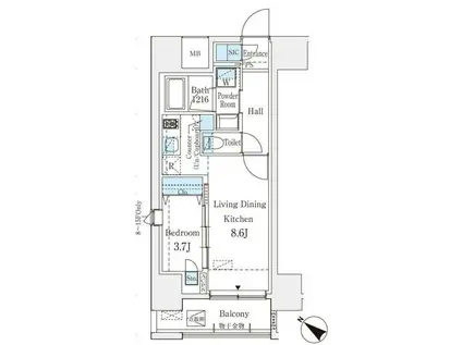 プライムレジデンス渋谷(1LDK/5階)の間取り写真