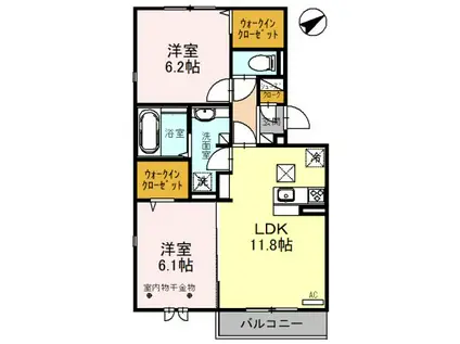 アロサール II(2LDK/1階)の間取り写真
