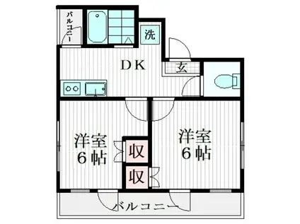 ファイン横浜(2DK/3階)の間取り写真