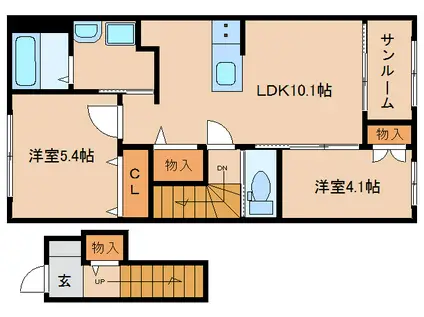 リヴェール中今里(2LDK/2階)の間取り写真