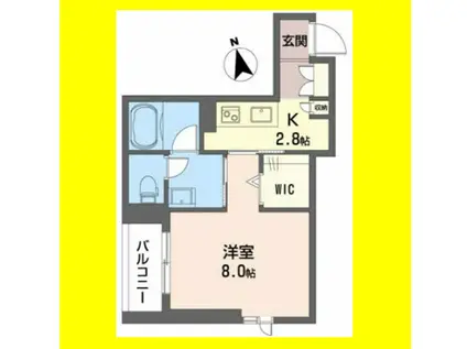 CASAREGIO川辺(1K/4階)の間取り写真