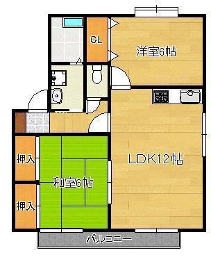 ヴリエN A・B(2LDK/2階)の間取り写真