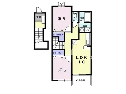 パストラーレ銀の笛(2LDK/2階)の間取り写真