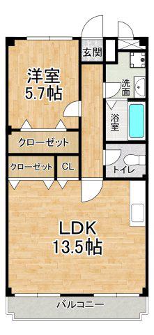 ディアコートK(1LDK/1階)の間取り写真