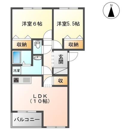 エスポアメゾンA(2LDK/2階)の間取り写真