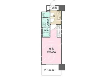 リヴェント玉造(1K/12階)の間取り写真