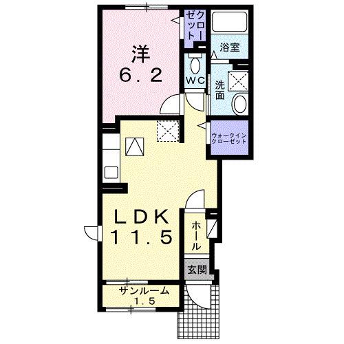 クルール 大村 A(1LDK/1階)の間取り写真
