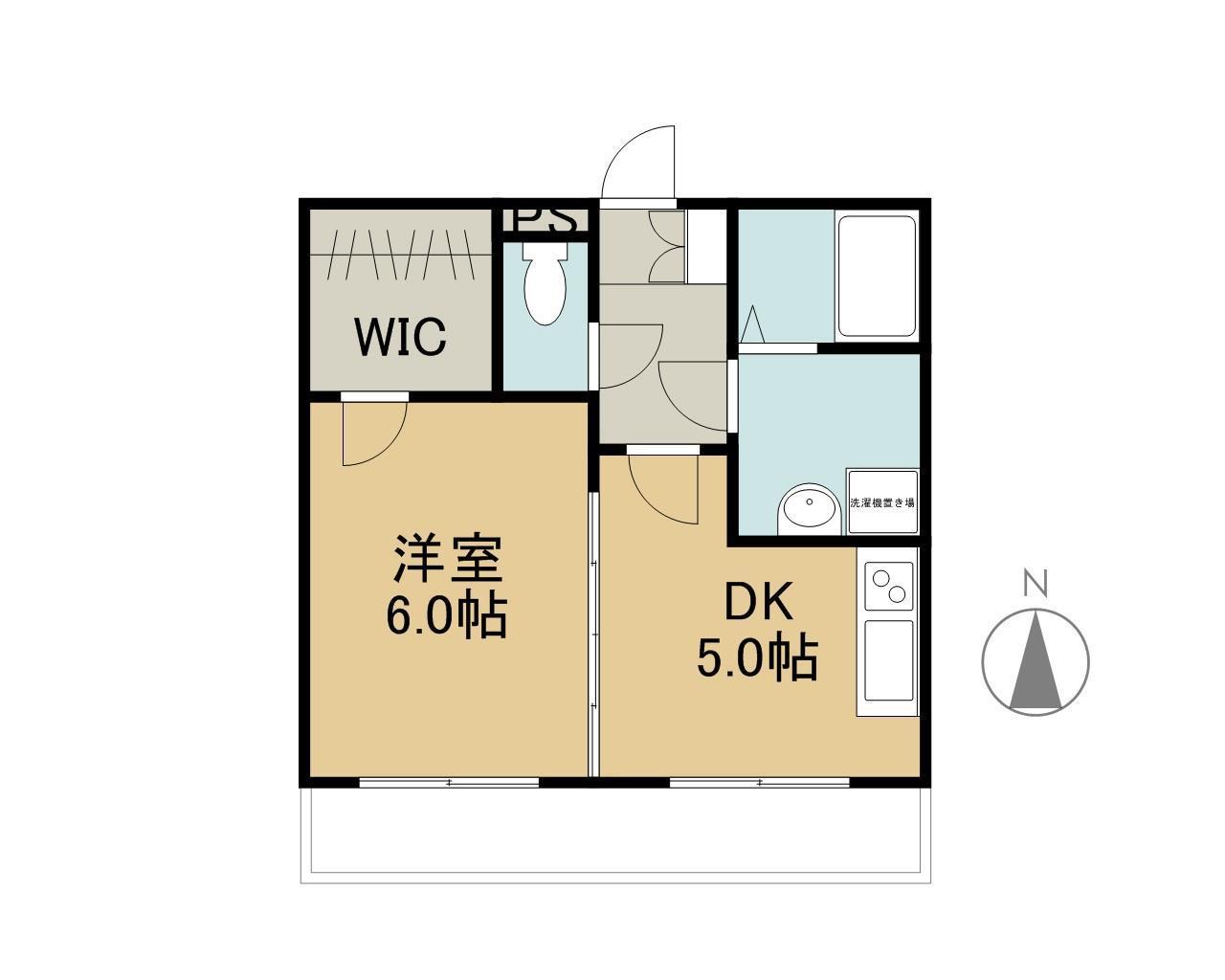 中屋マンション(1DK/2階)の間取り写真