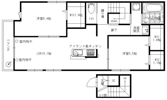 ゆきビル5(2LDK/3階)の間取り写真