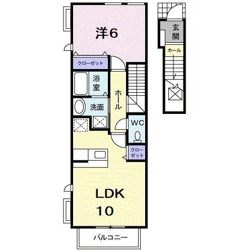 ピアッツァプレッソB(1LDK/2階)の間取り写真