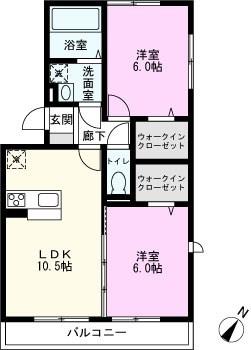 CHコート(2LDK/1階)の間取り写真