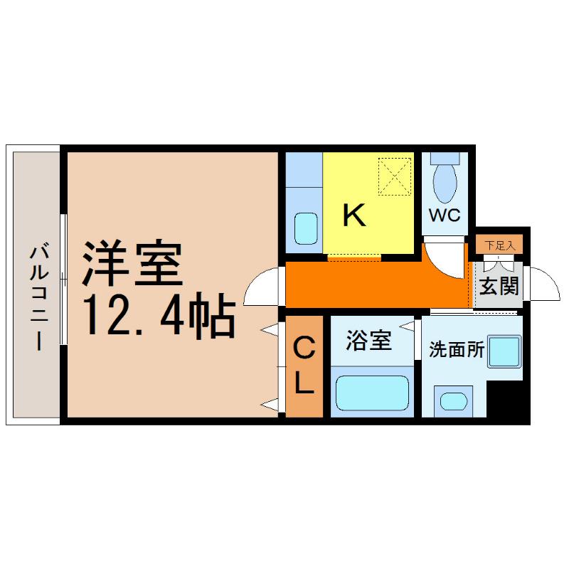鶴羽之彩(1K/2階)の間取り写真