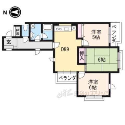 アセット西院(3DK/4階)の間取り写真