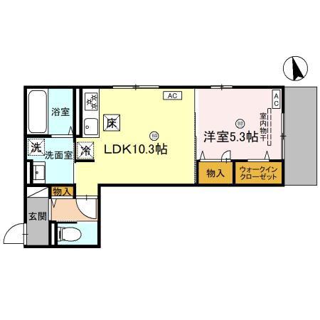 アリビオ立花(1LDK/1階)の間取り写真