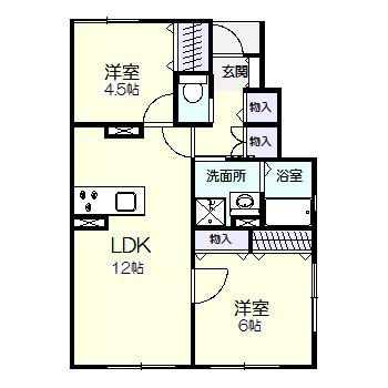 セントロイエル東中津(2LDK/1階)の間取り写真