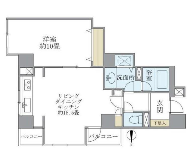 ノースウエストヒル(1LDK/9階)の間取り写真