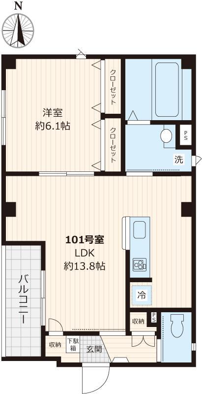 モンステラ(1LDK/1階)の間取り写真
