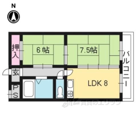 ペアシティ京都(2LDK/4階)の間取り写真