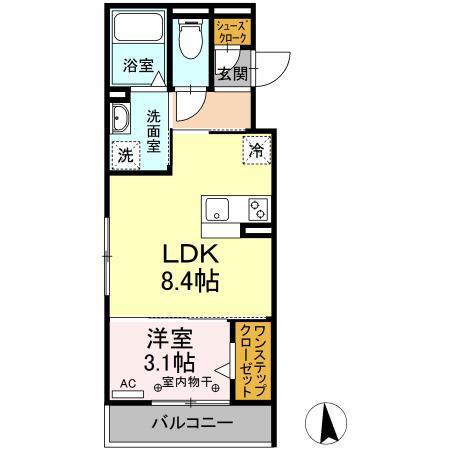 ミラフローレス(1LDK/2階)の間取り写真