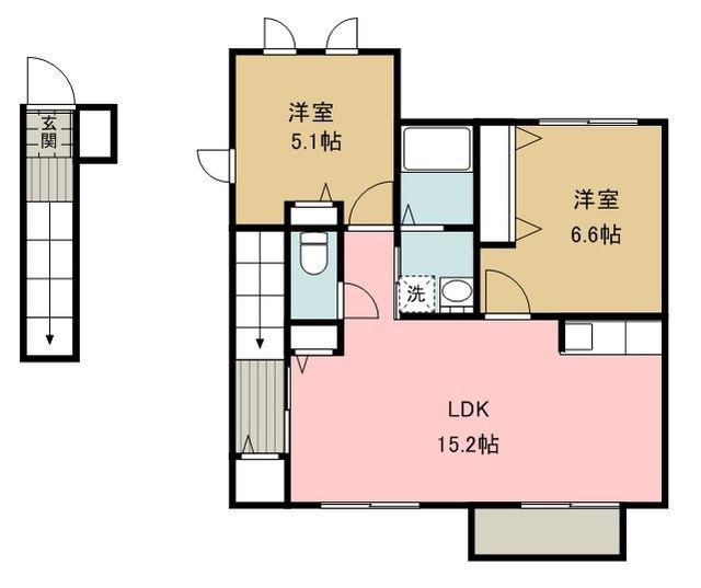 エクセルコート(2LDK/2階)の間取り写真