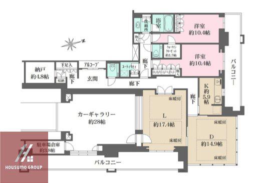 グラングリーン大阪 THE ノース RESIDENCE(2LDK/10階)の間取り写真