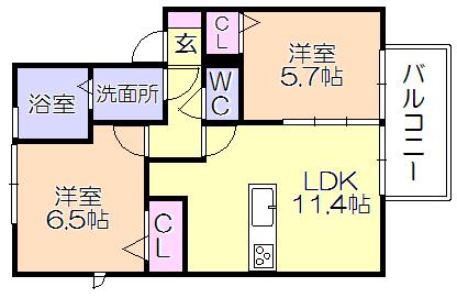 パドレ・ヘップ(2LDK/2階)の間取り写真
