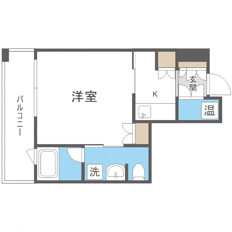 ラフィネタワー札幌南3条(1K/7階)の間取り写真