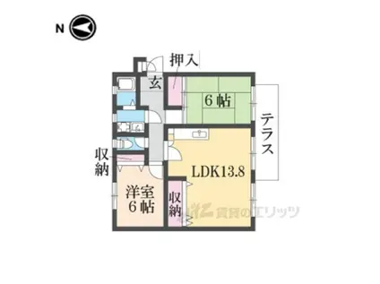 ソレイユ三宅Ⅱ(2LDK/2階)の間取り写真