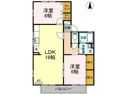 セジュール西田(2LDK/2階)の間取り写真
