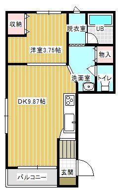 ムトウハイツ1(1LDK/2階)の間取り写真