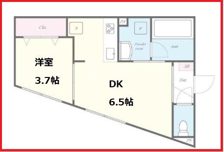 レアルームお花茶屋(1DK/3階)の間取り写真